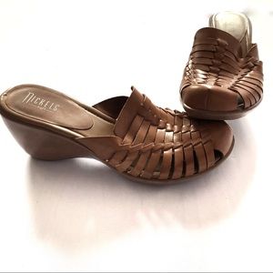 Comfortable Tan Huarache Wedge Heel Sandals